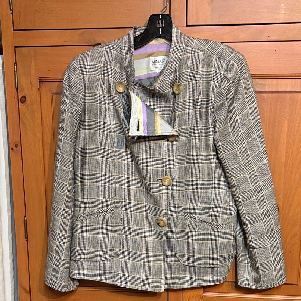 Giorgio Armani Women's Beige Checkered Blazer